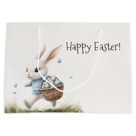 Gelukkige Pasen, paashaas lopen met eieren Groot Cadeauzakje (Voorkant)