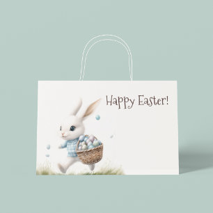 Gelukkige Pasen, paashaas lopen met eieren Groot Cadeauzakje