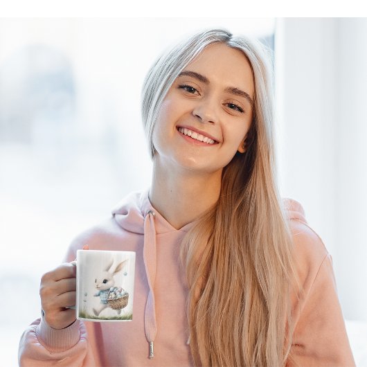 Gelukkige Pasen, paashaas lopen met eieren Koffiemok