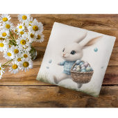 Gelukkige Pasen, paashaas lopen met eieren Kussen