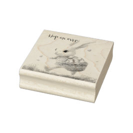 Gelukkige Pasen, paashaas lopen met eieren Rubberstempel