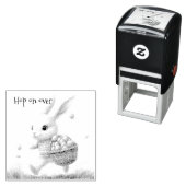 Gelukkige Pasen, paashaas lopen met eieren Zelfinktende Stempel (In situ)