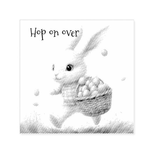 Gelukkige Pasen, paashaas lopen met eieren Zelfinktende Stempel (Design)