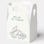 Gelukkige Pasen Pastel Eenvoudige Konijn Typografi Bedankdoosjes (Geopend)