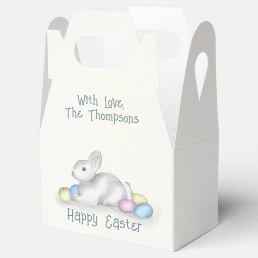 Gelukkige Pasen Pastel Eenvoudige Konijn Typografi Bedankdoosjes (Geopend)