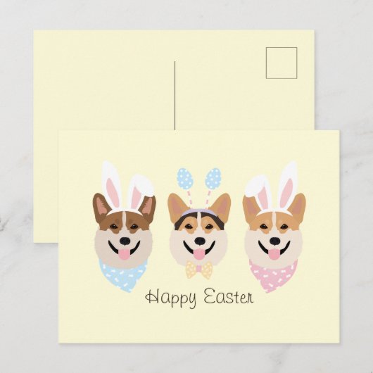 Gelukkige Pasen Pembroke Welsh Corgi Dogs Briefkaart (Voorkant / Achterkant)