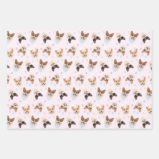 Gelukkige Pasen Pembroke Welsh Corgi Dogs Inpakpapier Vel (Voorkant)
