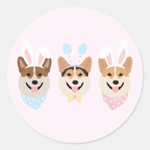 Gelukkige Pasen Pembroke Welsh Corgi Dogs Ronde Sticker