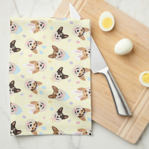 Gelukkige Pasen Pembroke Welsh Corgi Dogs Theedoek