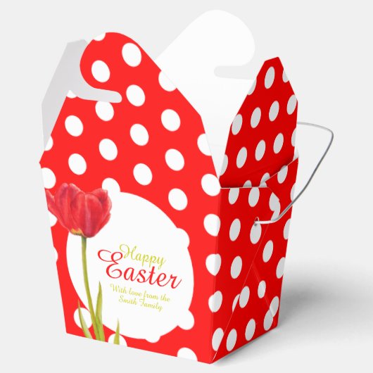 Gelukkige Pasen rode tulp polka dot cadeau gunsten Bedankdoosjes (Geopend)