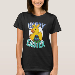 Gelukkige Pasen Rubber Duck Bunny Oars Paaseieren T-shirt
