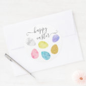 Gelukkige Pasen schattige paaseieren gouden waterv Ronde Sticker (Envelop)