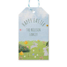 Gelukkige Pasen schattige waterverf Gift Labels