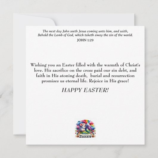 Gelukkige Pasen thee tijd vreugde met bloemenkonij Feestdagenkaart (Achterkant)