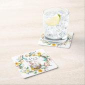 Gelukkige Pasen twee bannies en bloemenPasen Kartonnen Onderzetters (Insitu)