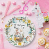 Gelukkige Pasen twee bannies en bloemenPasen Papieren Bordje (Feest)