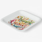 Gelukkige Pasen Typografie in Glitter Papieren Bordje (Gebogen)