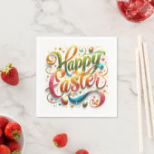 Gelukkige Pasen Typografie in Glitter Servet (Insitu)