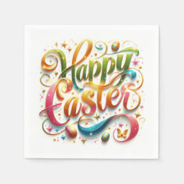 Gelukkige Pasen Typografie in Glitter Servet