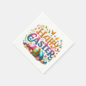 Gelukkige Pasen Typografie in Glitter Servet (Hoek)