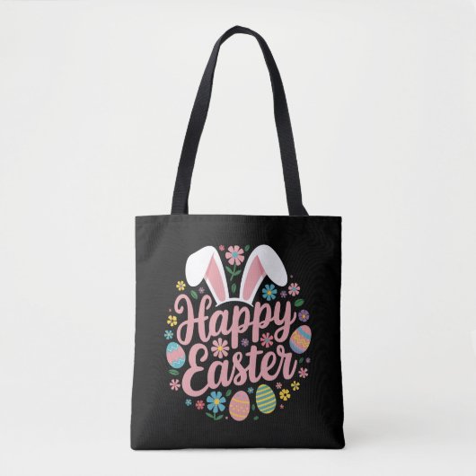 Gelukkige Pasen Uitspraken Ei Konijn Tote Bag (Voorkant)