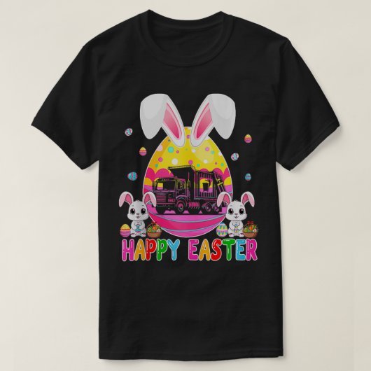 Gelukkige Pasen Vuilniswagen Binnen Bunny Chocolad T-shirt (Design voorkant)