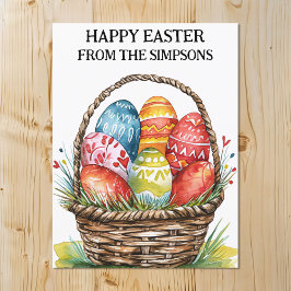 Gelukkige Pasen Waterverf geschilderd eiermand fam Briefkaart