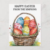 Gelukkige Pasen Waterverf geschilderd eiermand fam Briefkaart (Voorkant)