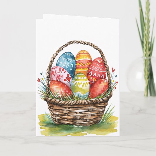 Gelukkige Pasen Waterverf geschilderd eiermand fam Kaart (Achterkant)