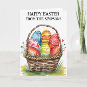 Gelukkige Pasen Waterverf geschilderd eiermand fam Kaart (Voorkant)