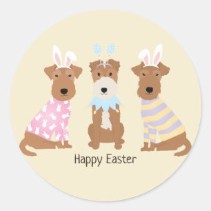 Gelukkige Pasen Welsh Terrier Honden Ronde Sticker