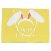 Gelukkige Pasen witte konijnenoren geel Groot Cadeauzakje (Achterkant)