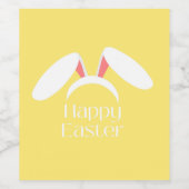 Gelukkige Pasen witte konijnenoren geel Wijn Etiket (Enkel label)
