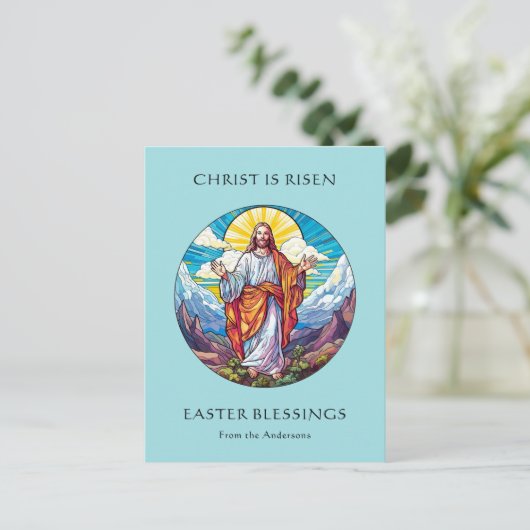 Gelukkige Pasen Zegeningen Religieuze Katholieke J Feestdagenkaart (Staand voorkant)