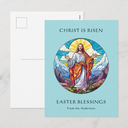 Gelukkige Pasen Zegeningen Religieuze Katholieke J Feestdagenkaart (Voorkant / Achterkant)