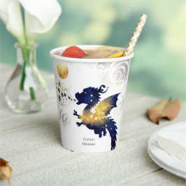 Gelukkige Pastel Dragon Verjaardag Papieren Bekers