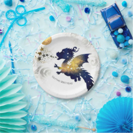 Gelukkige Pastel Dragon Verjaardag Papieren Bordje