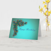 Gelukkige ! - pauwenveren achtergrond kaart (Gele Bloem)