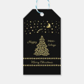 Gelukkige Pawholidays, Gouden glanzende Paw Kerstb Cadeaulabel (Voorkant)