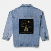 Gelukkige Pawholidays, Gouden glanzende Paw Kerstb Denim Jacket (Achterkant)