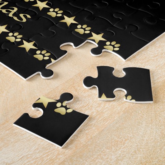 Gelukkige Pawholidays, Gouden glanzende Paw Kerstb Legpuzzel (Zijkant)