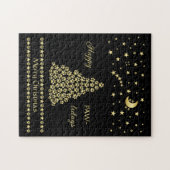 Gelukkige Pawholidays, Gouden glanzende Paw Kerstb Legpuzzel (Horizontaal)