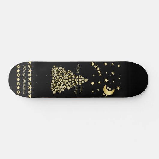 Gelukkige Pawholidays, Gouden glanzende Paw Kerstb Persoonlijk Skateboard (Horizontaal)