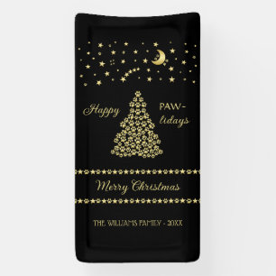 Gelukkige Pawholidays, Gouden glanzende Paw Kerstb Spandoek