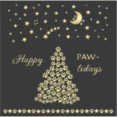 Gelukkige Pawholidays, Gouden glanzende Paw Kerstb Sticker (Voorkant)