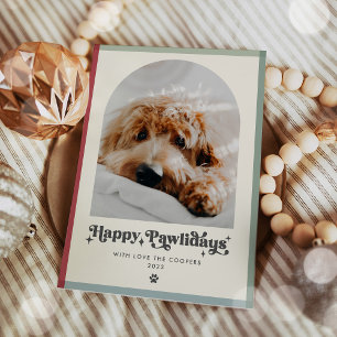 Gelukkige Pawholidays Hond Foto Grappige Kerstmis Feestdagenkaart
