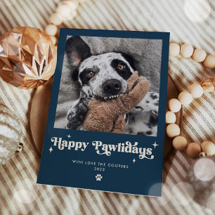 Gelukkige Pawholidays Hond Foto Grappige Kerstmis Feestdagenkaart