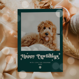 Gelukkige Pawholidays Hond Foto Grappige Kerstmis Feestdagenkaart