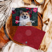 Gelukkige Pawholidays Hond Foto Grappige Kerstmis Feestdagenkaart