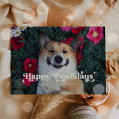 Gelukkige Pawholidays Hond Foto Grappige Kerstmis Feestdagenkaart